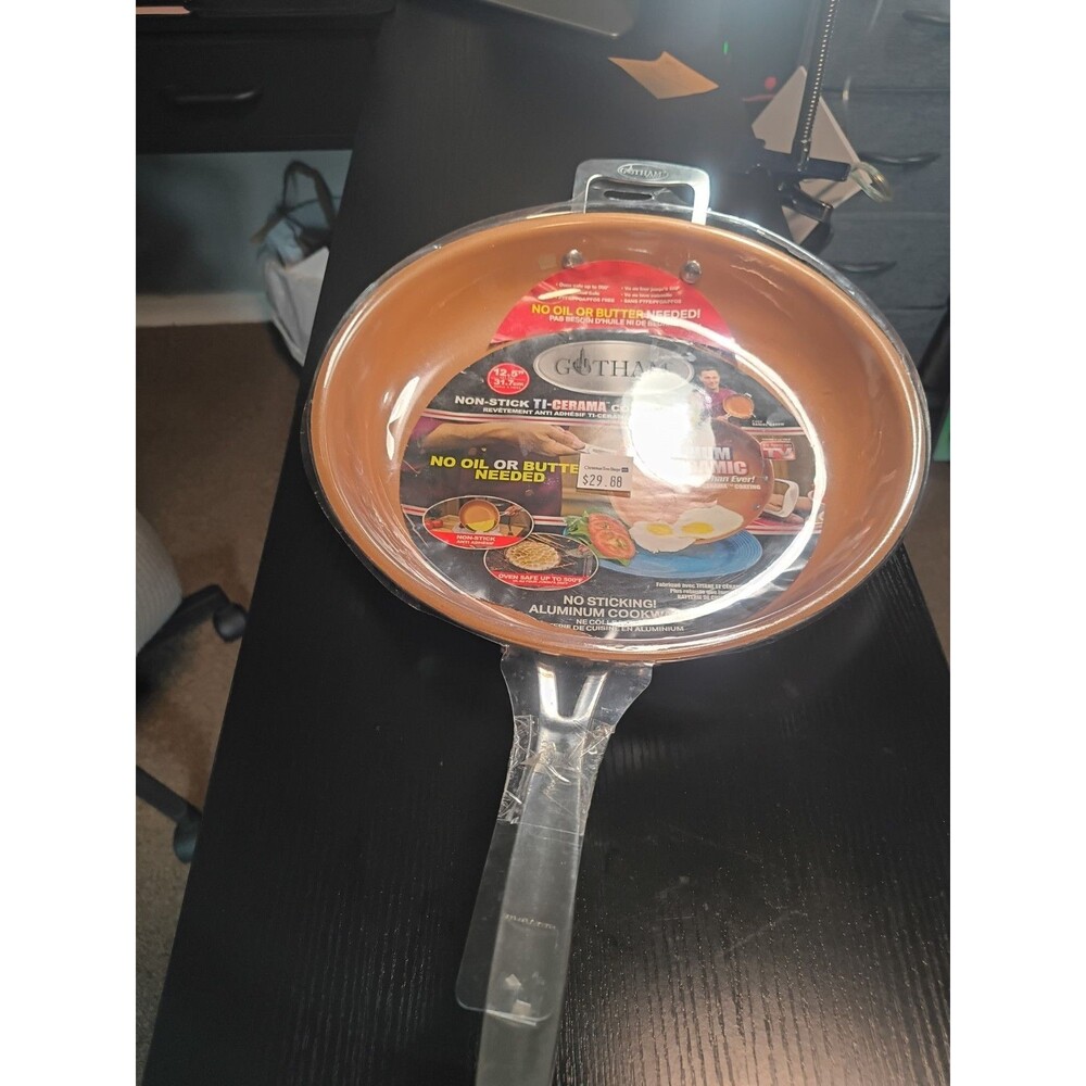 New Gotham Steel 12.5" Copper NonStick Titanium Ceramic Fry Pan - Euc
